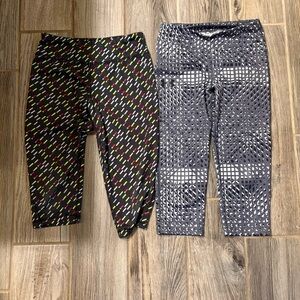 Danskin Girls Capri Leggings Duo - Black Multi & Gray Print